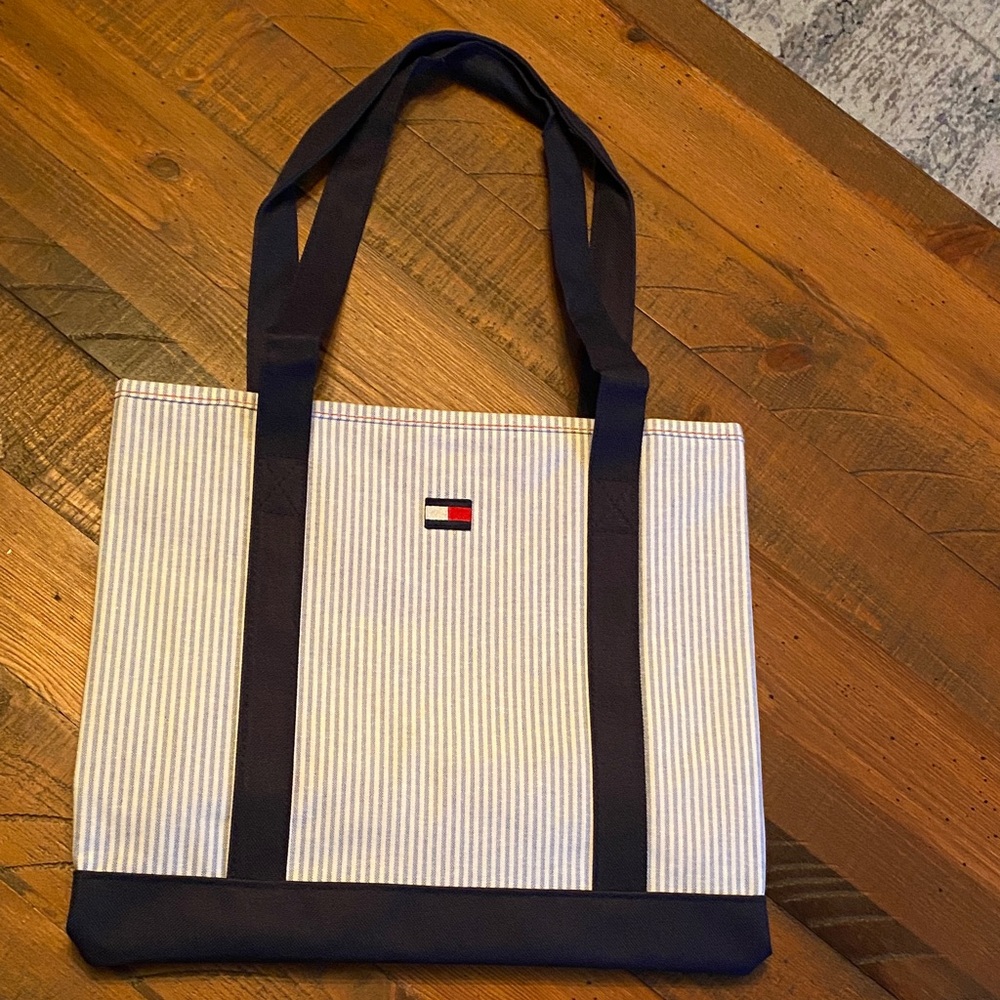 Tommy Hilfiger Striped Tote Bag in Navy and White